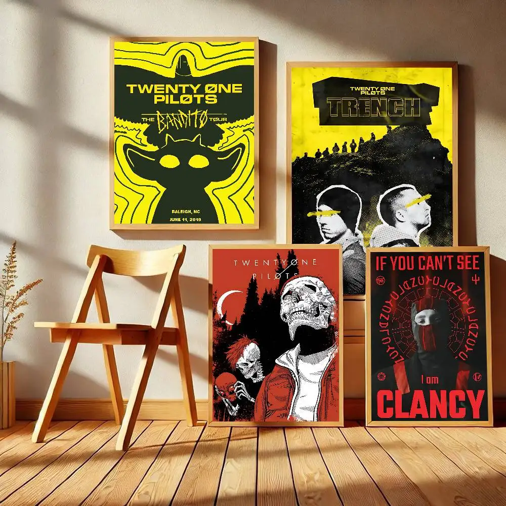 Band T-Twenty O-One P-Pilots Vintage Posters Sticky Retro Kraft Paper Sticker DIY Room Bar Cafe Kawaii Room Decor