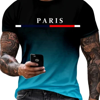 Mens Vibrant Gradient Graphic Tee with Short Sleeves - Ultra-Comfortable Crew Neck for Summer Outdoor Style Trendsetting Style