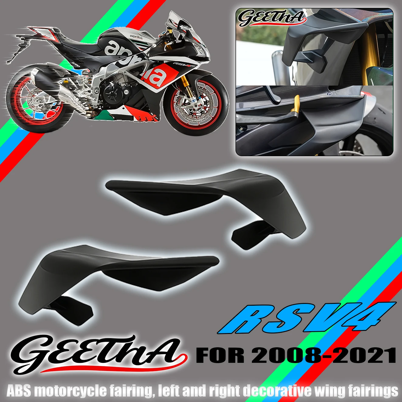 For Aprilia RSV4 2008-2021 Motorcycle side wing, fairing, deflector, downforce deflector，Aerodynamic spoiler RSV4 Accessories