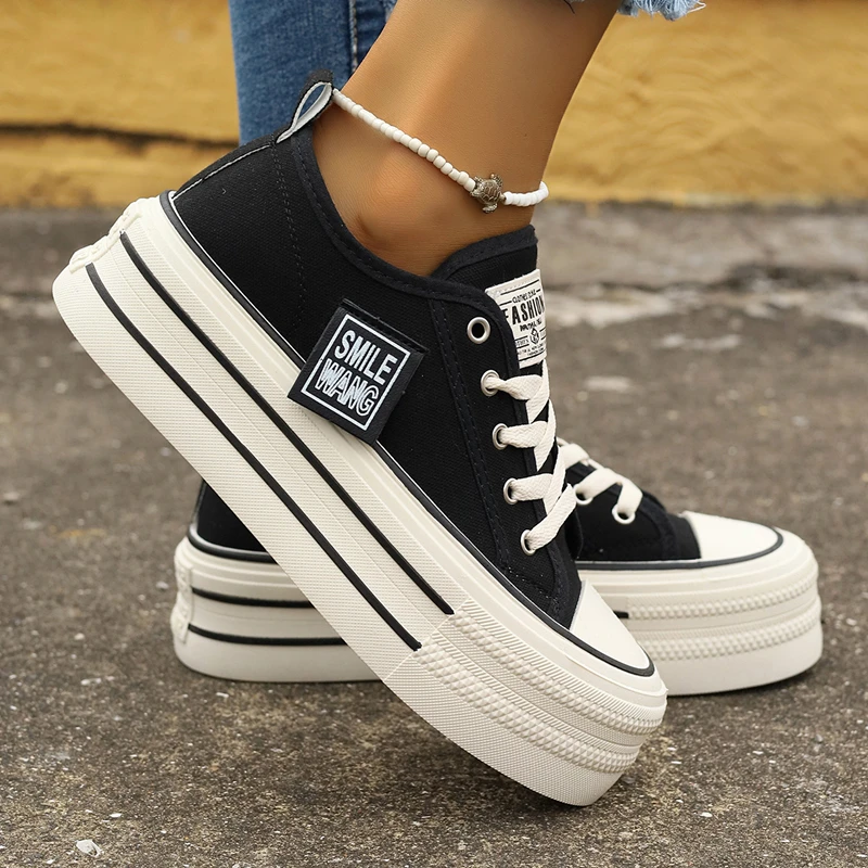 Spring and Summer Shallow Breathable Thick-soled Non-slip Wear-resistant Comfortable Casual Vulcanized Shoes for Women