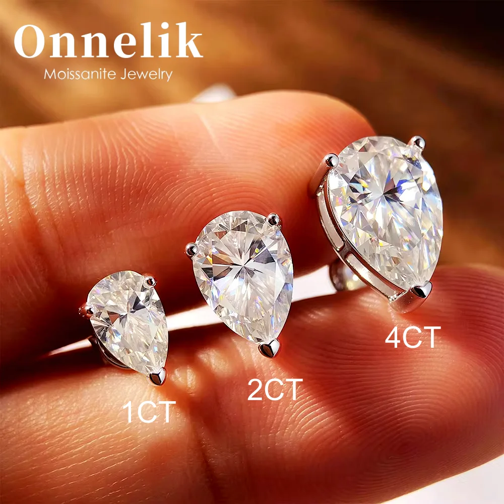 

Onnelik 1/2/4cttw Water Drop Full Moissanite Stud Earrings Real S925 Sterling Silver Fine Party Jewelry Gift Wholesale for Women