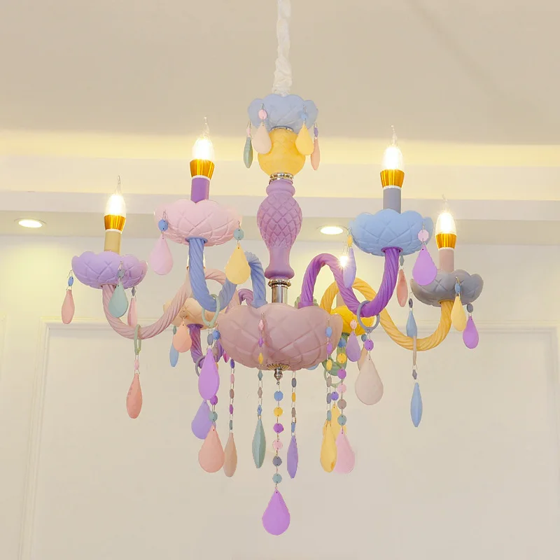 Imagem -03 - Nordic Led Rainbow Chandelier para Crianças Lâmpada Pendurada em Velas Luzes do Quarto Princesa Lustres para Menina Quarto de Criança Americano