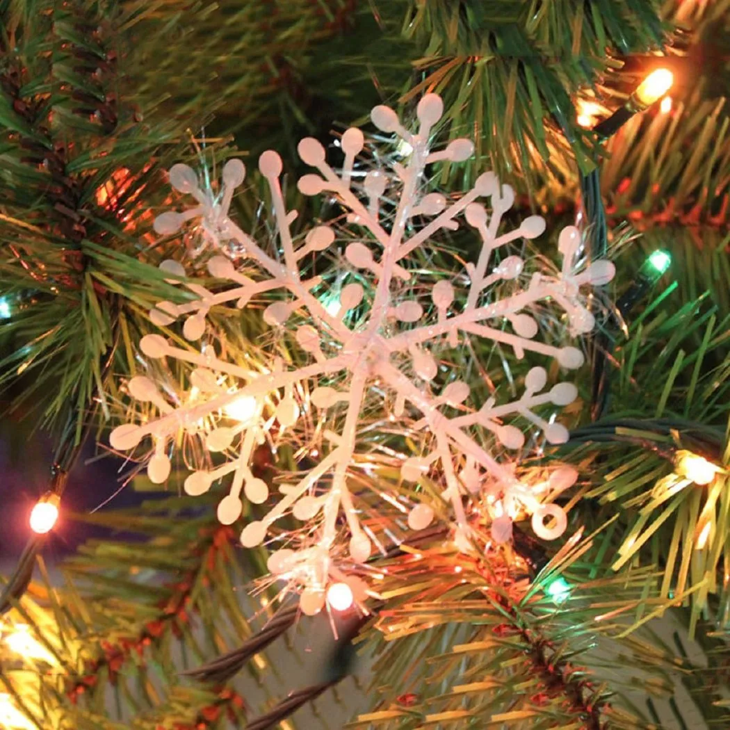 

30Pcs White Plastic Snowflake Ornaments Christmas Decoration Fake Snowflake Xmas Tree Pendant For Home Winter Party Supplies
