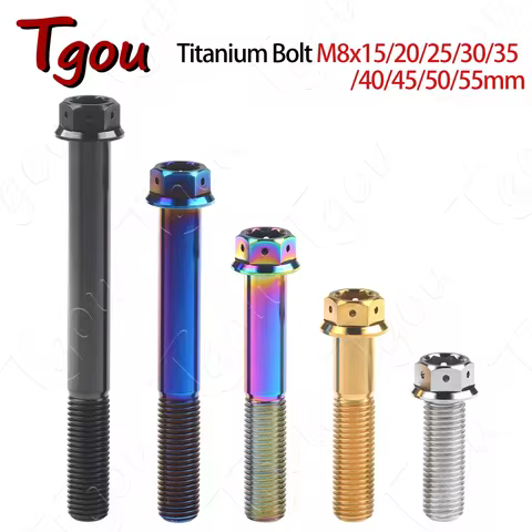 Tgou Titanium Bolt M8x15 20 25 30 35 40 45 50 55mm Flange Inner Outer Hexagon Screws for Motorcycle Disc Brake Refitted