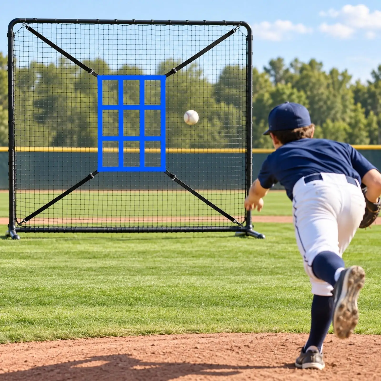Softball Pitching Net Baseball Training Target with Buckle Straps Reinforced Mesh for Hitting Accuracy Practice Drills