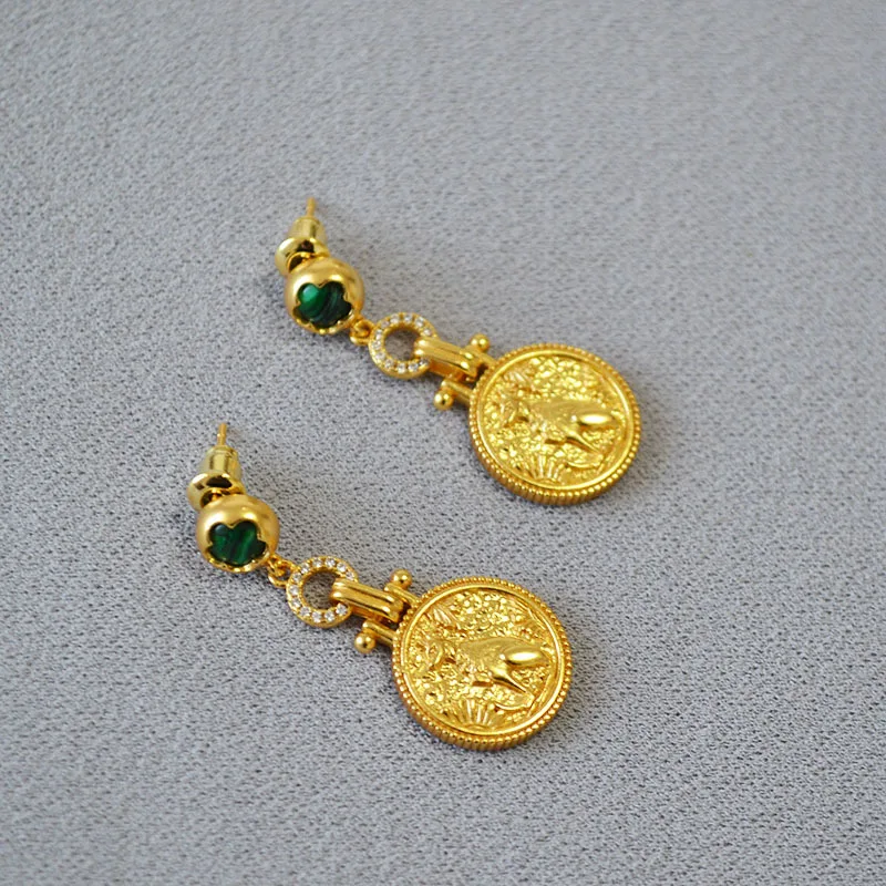 

Brass Retro Coins Drop Earrings Women Jewelry Punk Party T Show Gown Runway Korean Japan INS