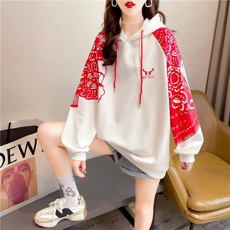 女性用ミッドレングスフード付きジャケット,上質なコットンフード付きジャケット,トレンディなフード付きコート,ゆったりとした,韓国のファッション,カジュアル,春,秋