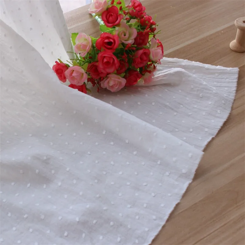 140cmx50cm 100% Cotton Polka Dot Cut Flower Fabric Making Summer Women\'s Blouse Skirt Handmade DIY Cloth