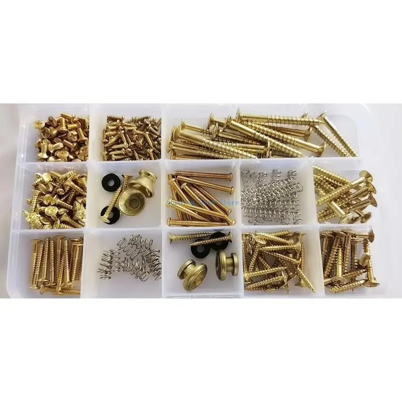 

N58B Guitar Screws Assortment Box for Electric Guitar Tuner, Switch, Neck Plate, with Springs, 9 Types, Total 258 Pieces