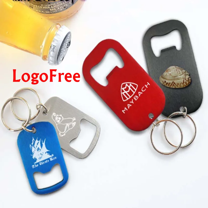 100pcs Custom logo Free Laser Engraved Stainless Steel Bottle Opener Keychain Baptism Birthday Wedding Party Gift Personalized