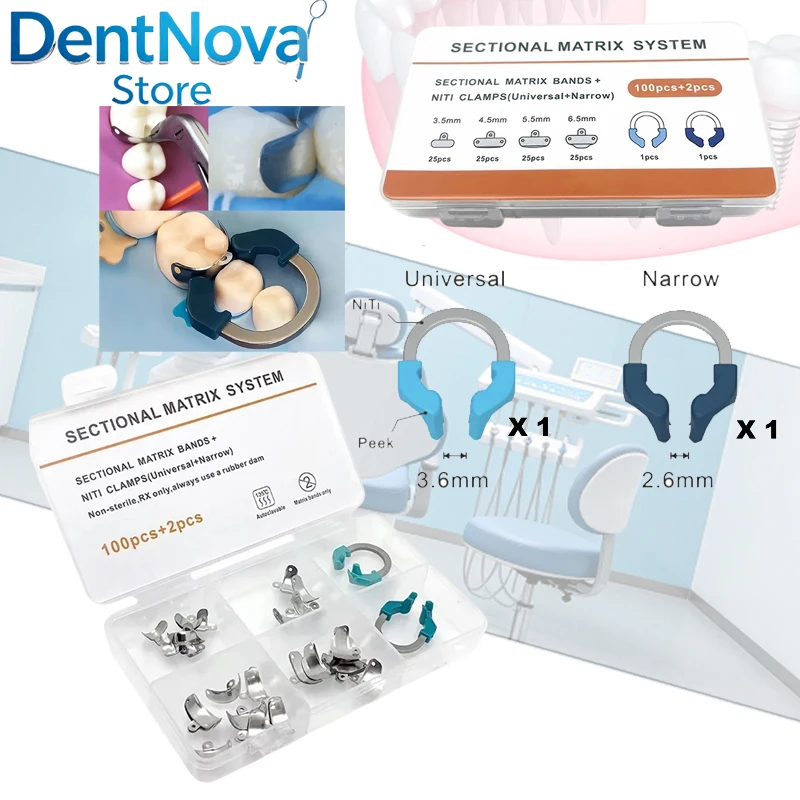 Dental Metal Matrix Bands Nickel Titanium Rings Complete Sectional Restorative System Set