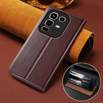 Luxusní flipové pouzdro z pravé hovězí kůže s texturou Napa pro Infinix Note50, Note 50 Pro Plus 50S 50X a magnetickým krytem. 10 nejlepší prodej Příslušenství k telefonům Infinix - №10