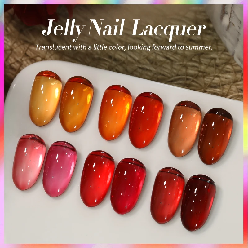 BORN PRETTY 10ml Jelly Amber Gel Nail Polish Translucent Color Winter Brown Red Nail Art Gel Semi Permanent UV LED Varnish