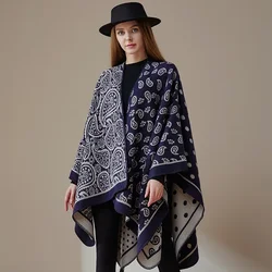 Shawl New Warm Scarf Autumn Winter Shawl European American Fashion Split Imitation Cashmere Cloak Cape Ponchos Lady Coat