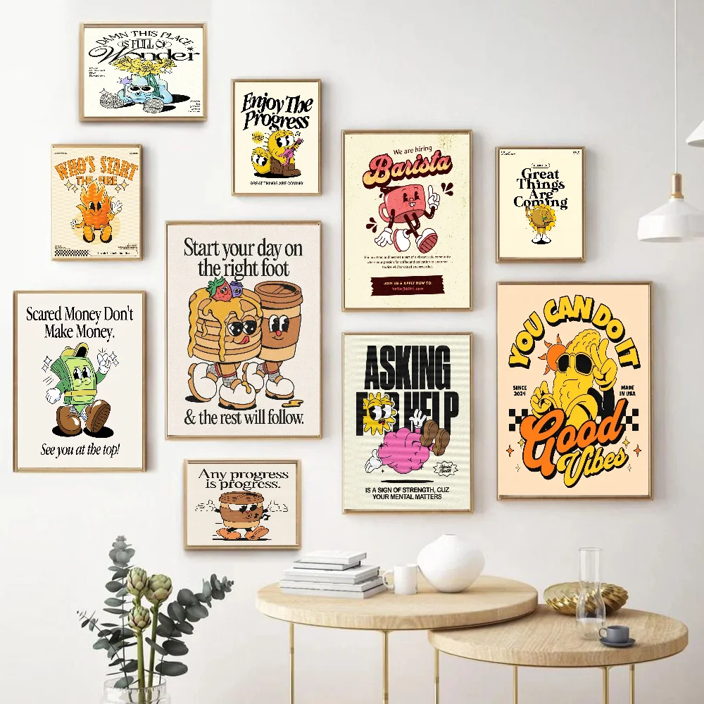 

Kitchen Food Cartoo Character Classic Vintage Posters Decoracion Painting Wall Art White Kraft Paper Kawaii Room Decor