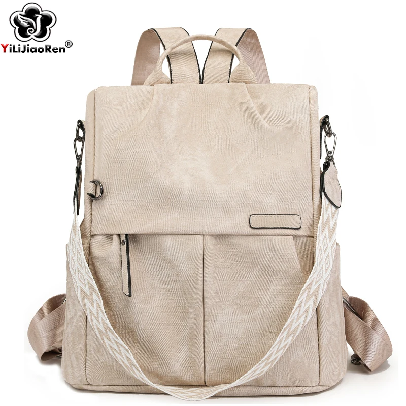 

Fashion Anti-theft Backpack Women Leather Daypack Female Shoulder Bags Designer Knapsack Ladies Lightweight Travel Rucksack
