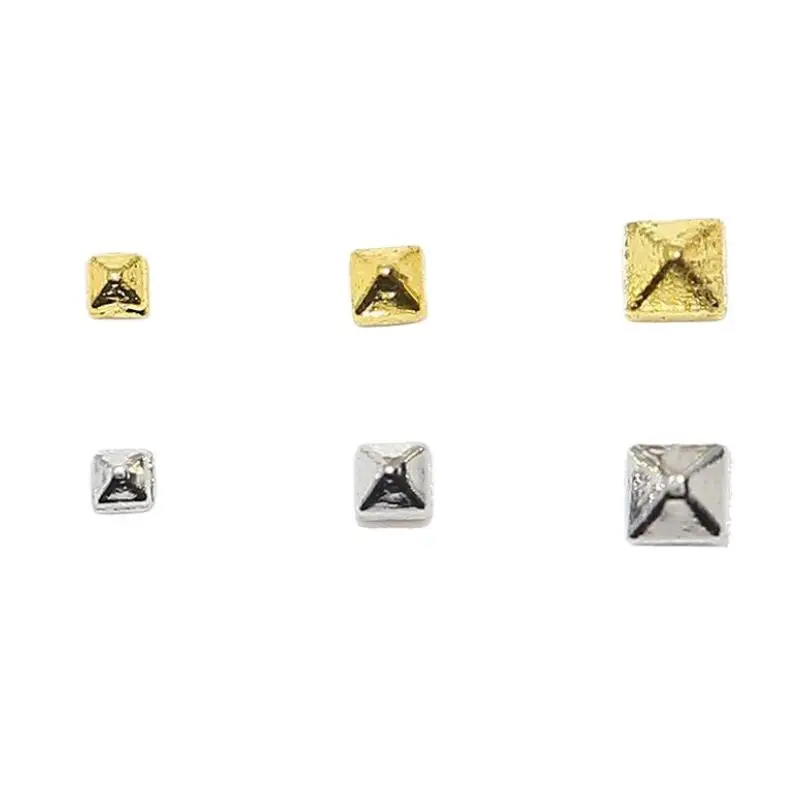 200 pçs 1/1.5/2/3mm quadrado punk spikes studs ponta decoração metal rebite ornamento de unhas ouro/prata encantos diy artesanato manicure