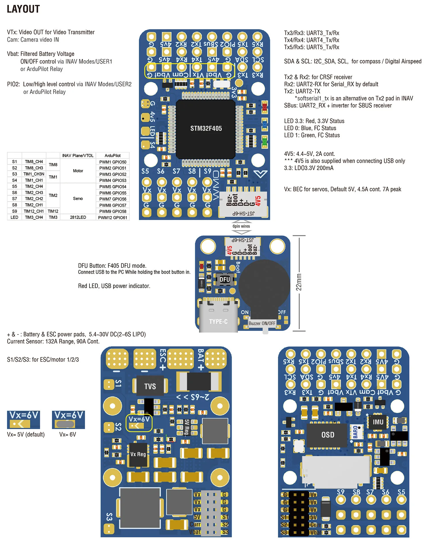 Mat-eksys F405-WMO Flight Controller Built-in ICM42688P for FPV Fixed Wing Dr-one Rc Toy Airplane view 5