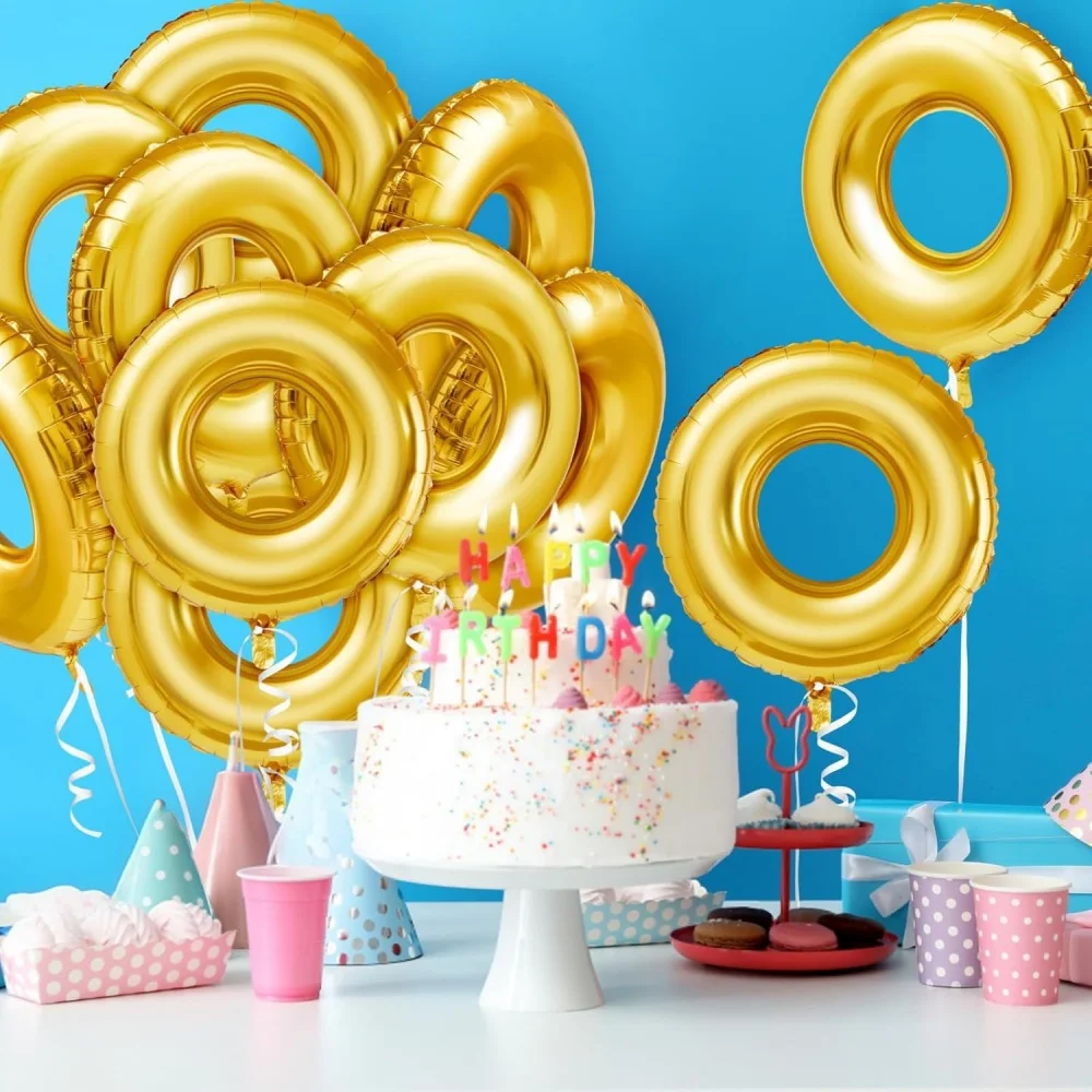 63 x 71 cm goldener Reifenballon, runde Form, Folien-Heliumballons, Brautparty, Hochzeit, Geburtstag, Party-Dekoration, Luftbälle, Globos – Detail 3