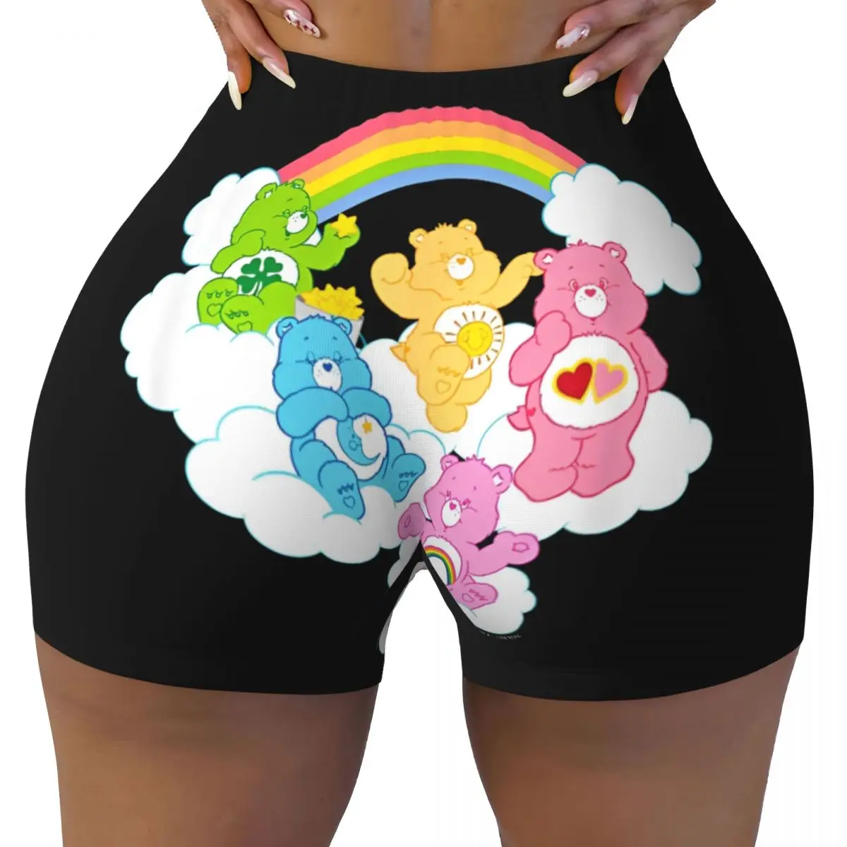 Women Athletic Workout Yoga Shorts Care Bears Cheer Funshine & Bedtime Cloudy Rainbow Group Shorts Gym Running Leggings