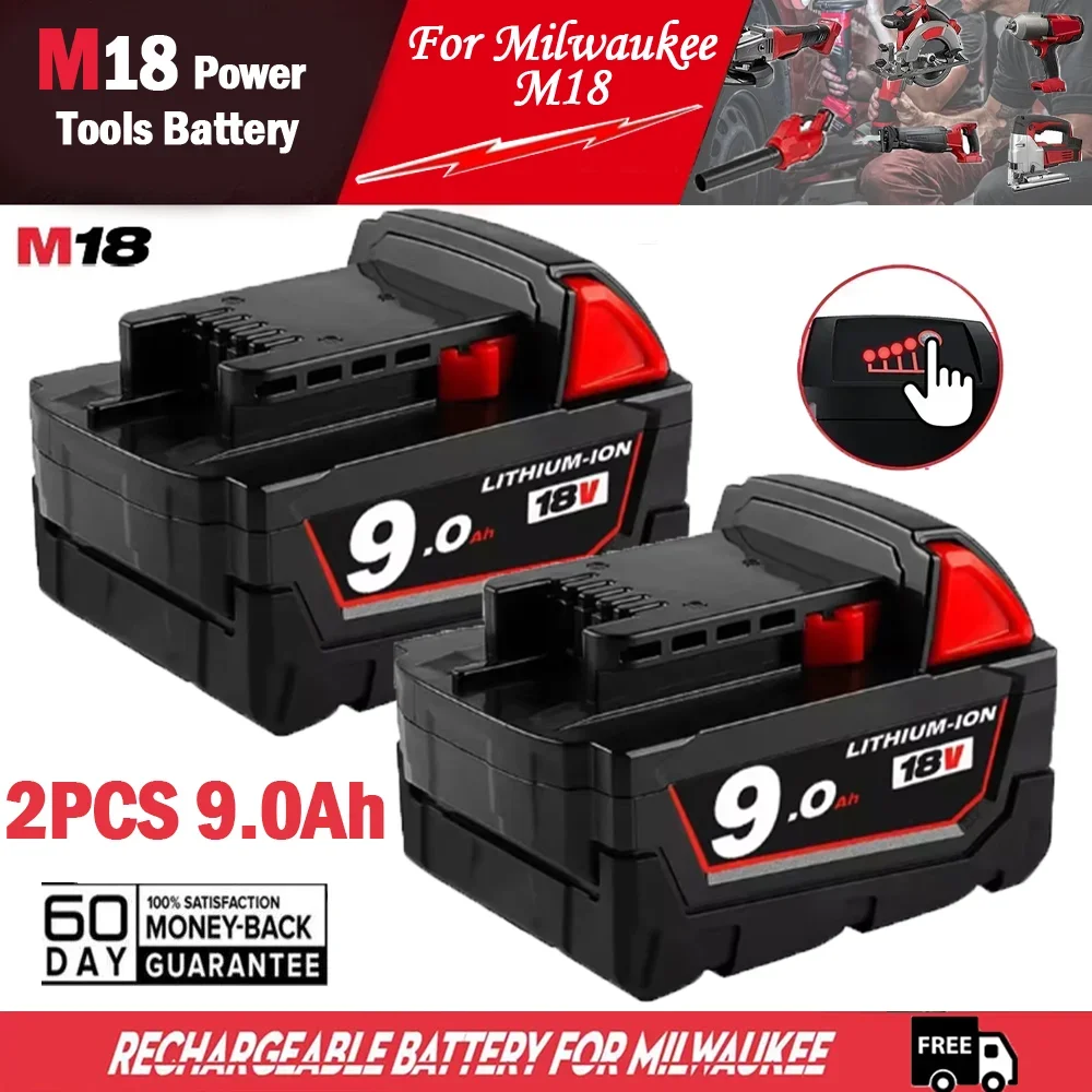 

Original 18V 12.0Ah Replacement Lithium ion Battery For Milwaukee M18 XC Power Tool Batteries 48-11-1860 48-11-1850 With Charger