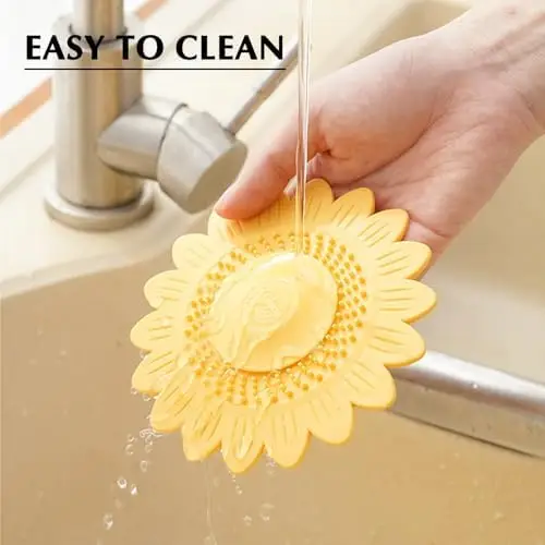 Shower drain hair catcher-flower bathtub drain silicone cover, hair filter and plug