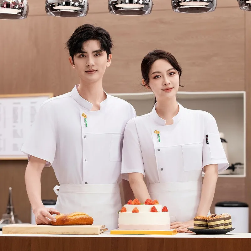 Restaurant occidental Steakhouse Chef travail uniforme à manches courtes restauration Restaurant cantine hôtel cuisine été mince Chef veste f