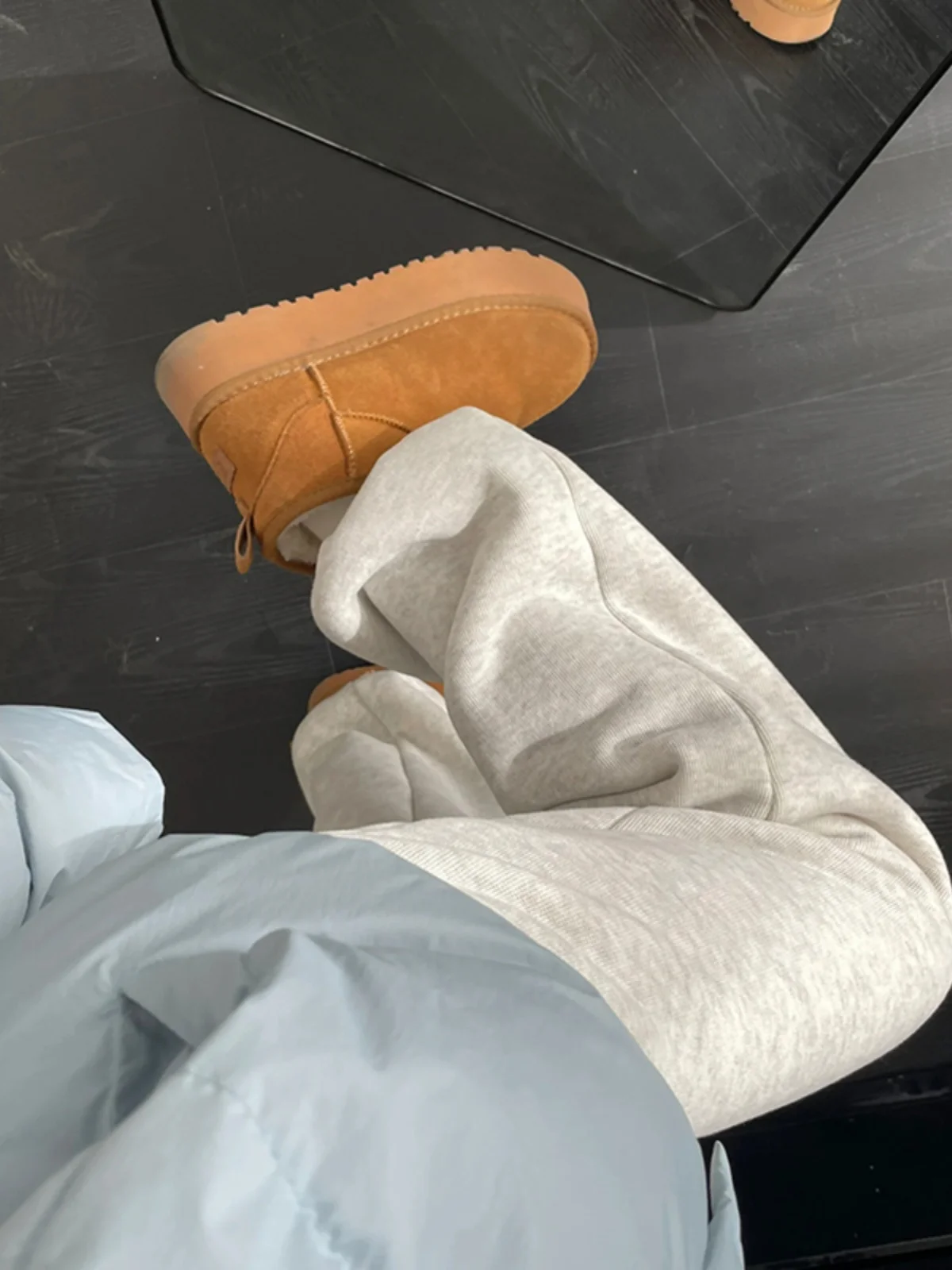 

Men's Winter Thickened Fleece Lined Grey Flower Velvet Sweatpants Ultra Warm for below 40 Degrees Booties Casual Straight Leg...