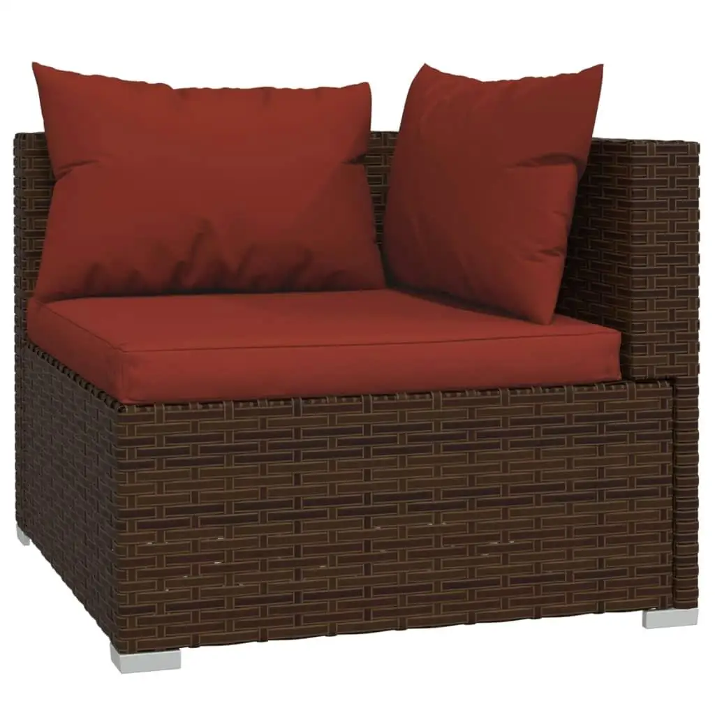 9-Piece Brown Poly Rattan Patio Lounge Set with Cushions - Outdoor Furniture Collection