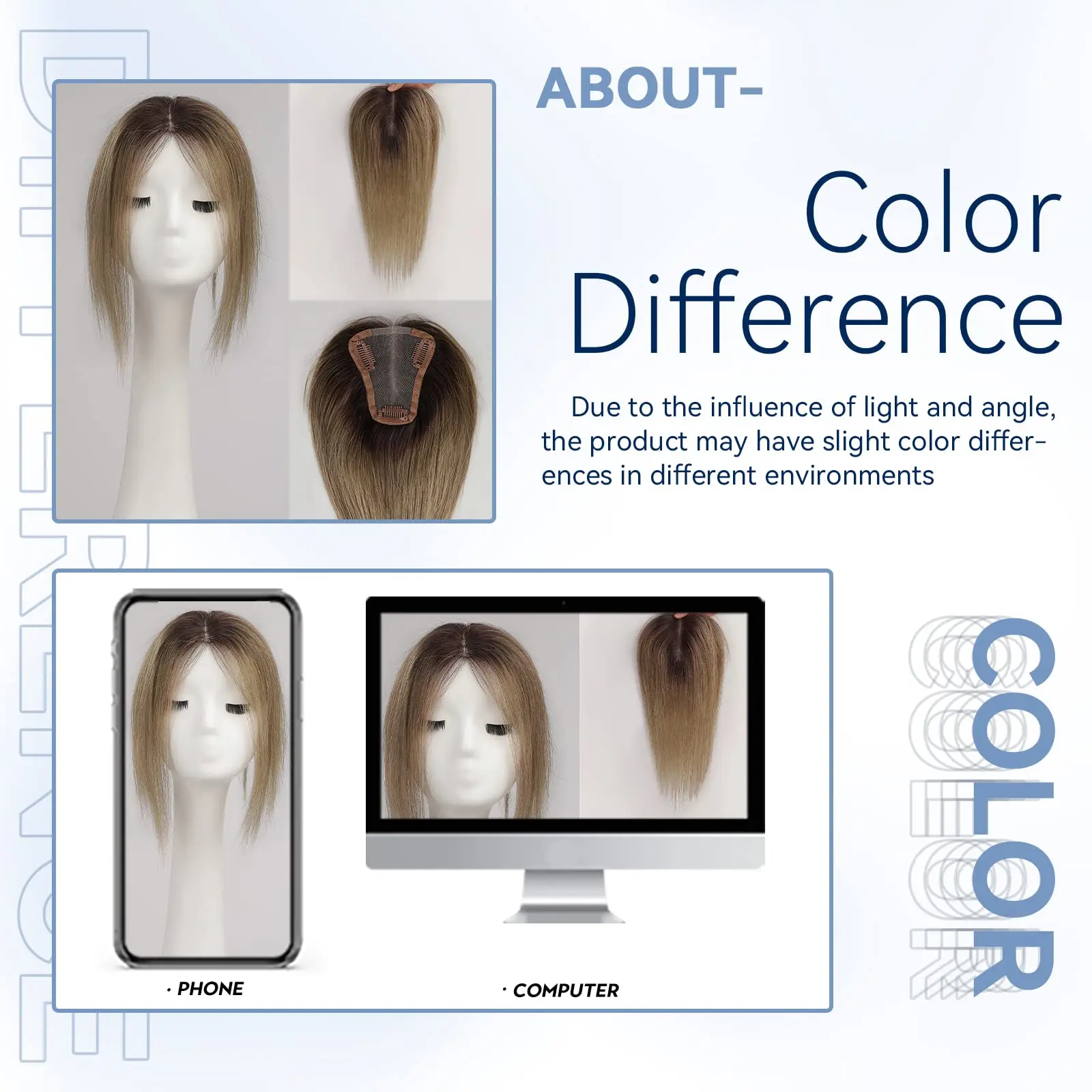 12 Inch Light Brown Ombre Middle Part Lace Front Topper 100% Remy Human Hair Topper Hair Pieces with Clips Extensions for Women