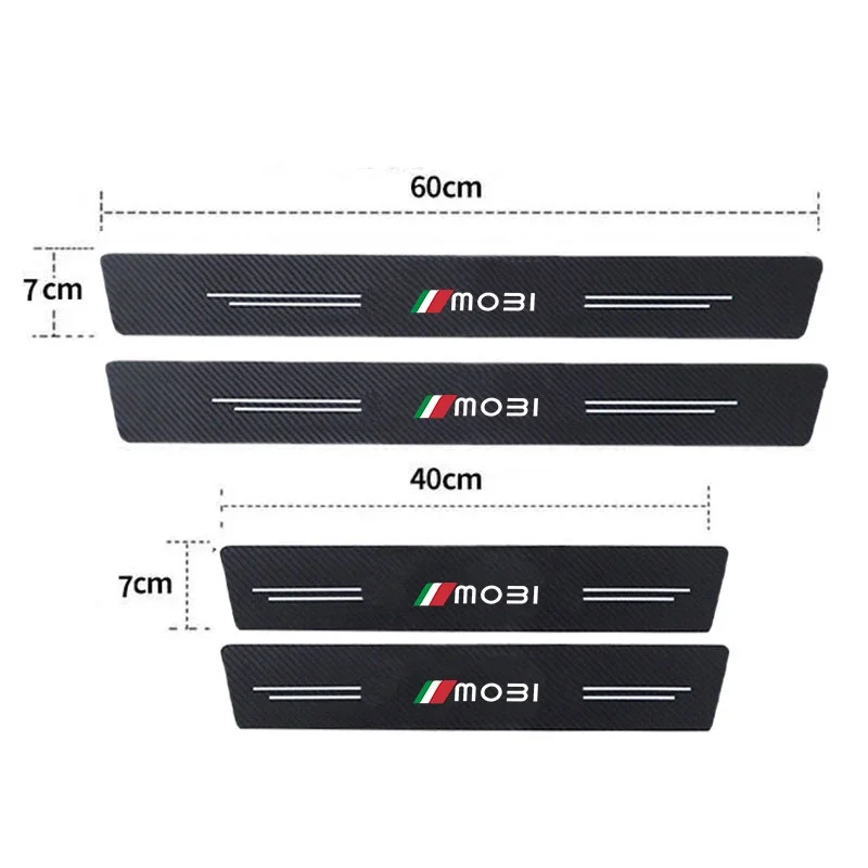 Carbon Fiber Car Threshold Strip Waterproof Protect Film for Fiat MOBI Emblem Trunk Door Sill Anti Kick Sticker Auto Interior