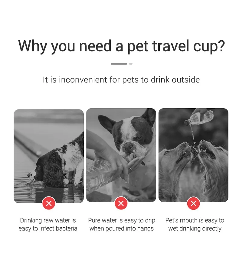 Botella de agua portátil para perros y mascotas, cuenco para perros pequeños y grandes, para caminar al aire libre, bote
