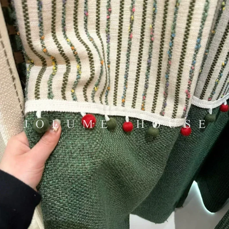 New American Retro Cotton Linen Ink Green Jacquard Patched Curtains for Living Room Bedroom French Window Customized Products