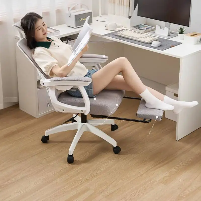 Headrest Control Office Chair Reclining Massager White Comfortable Computer Chair Ergonomic Wheels Bureau Stoel Office Furniture