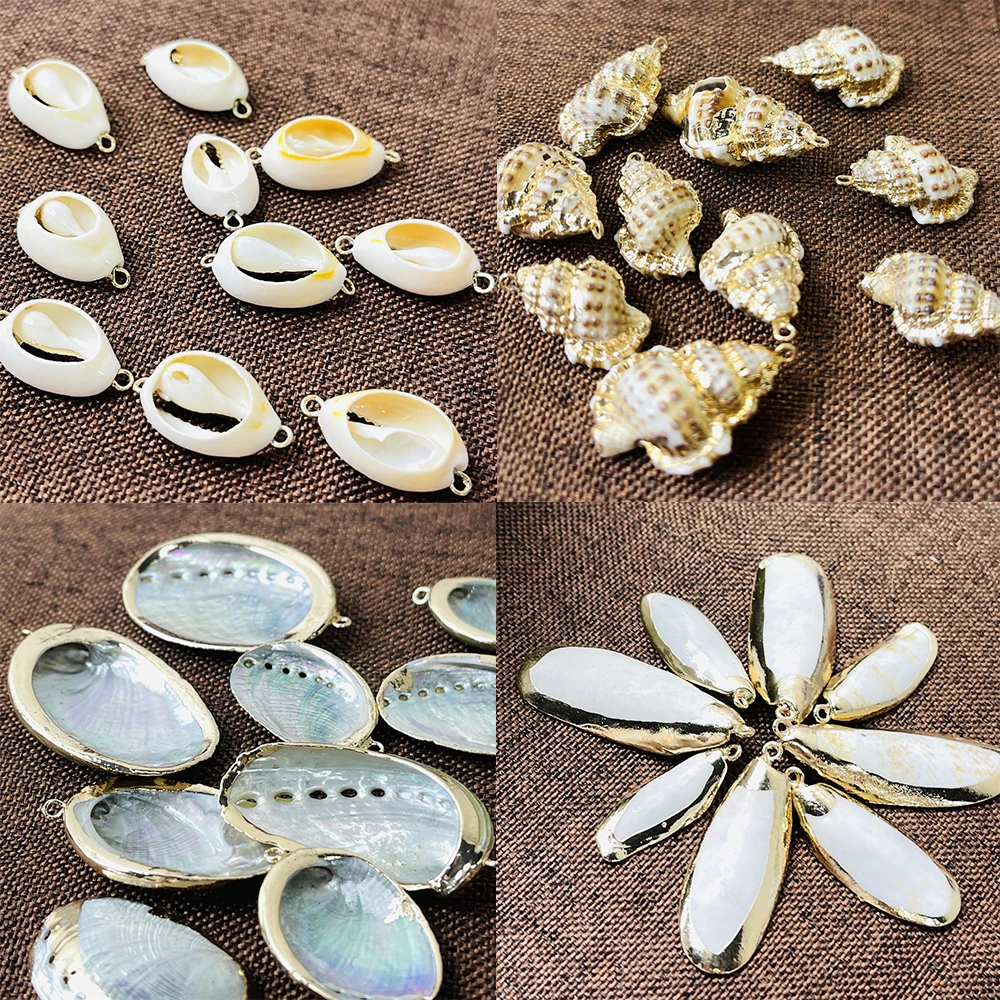 

10pc Natural Art Shell Pendants Bohemian Vintage Conch Shell for Jewelry Making Diy Women Necklace Earring Gifts