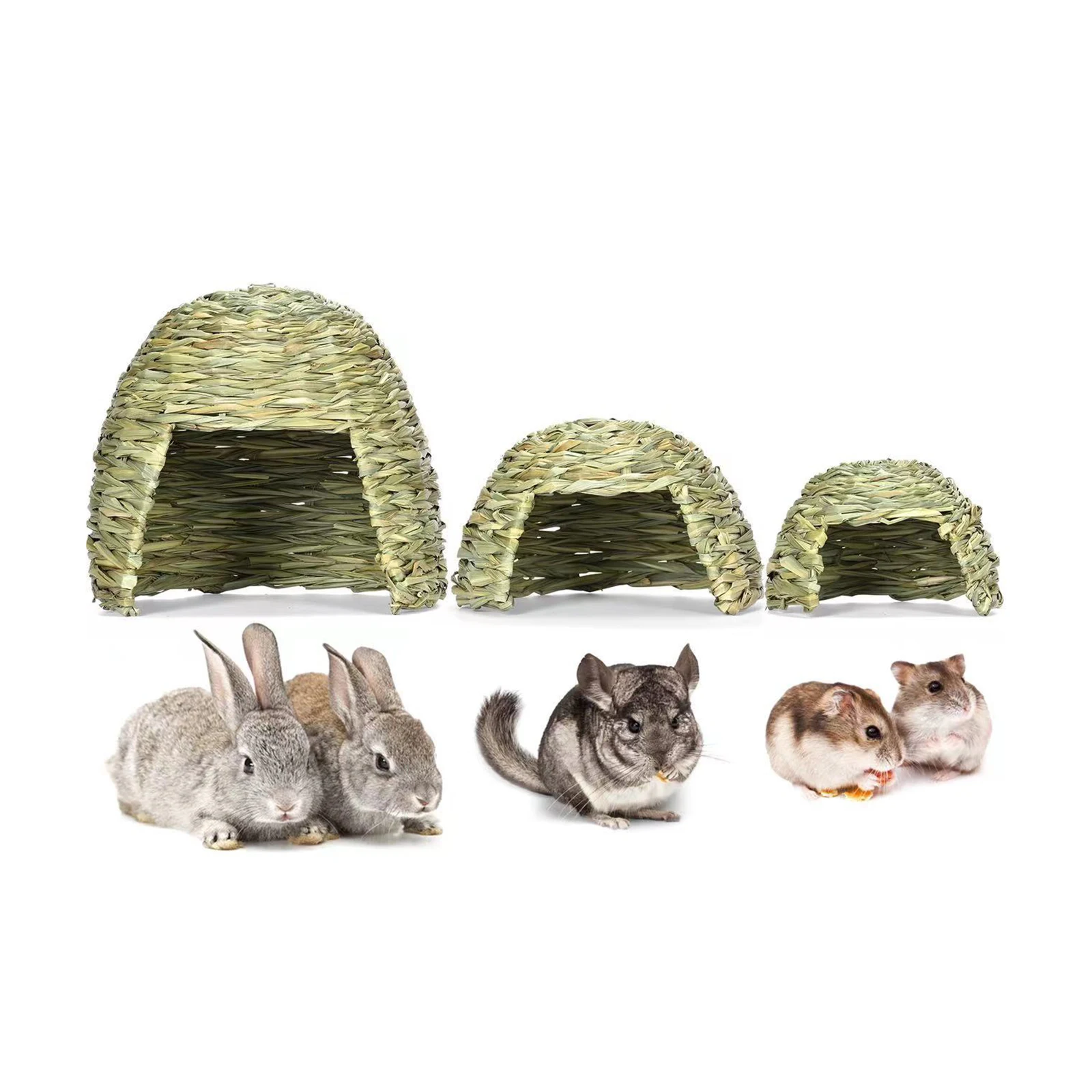 Grass House for Rabbit Comfortable Playhouse Rabbit Grass Bed Bunny Grass Tunnel for Chinchilla Ferret Hamster Play and Sleep