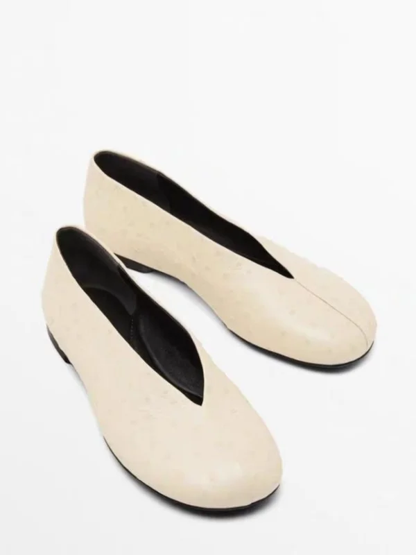 

Женские балетки MD, осенняя новинка, мягкие, с узором под страуса, кожаные, без застежек, с круглым носком, на плоской подошве, модные, матовые