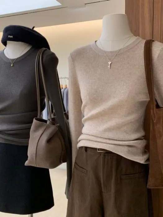 

Egg Knitted Long Sve Women's Base irt Premium Korean Wool Knit Top Casual Commute Sle Loose Fit Autumn Winter Faion