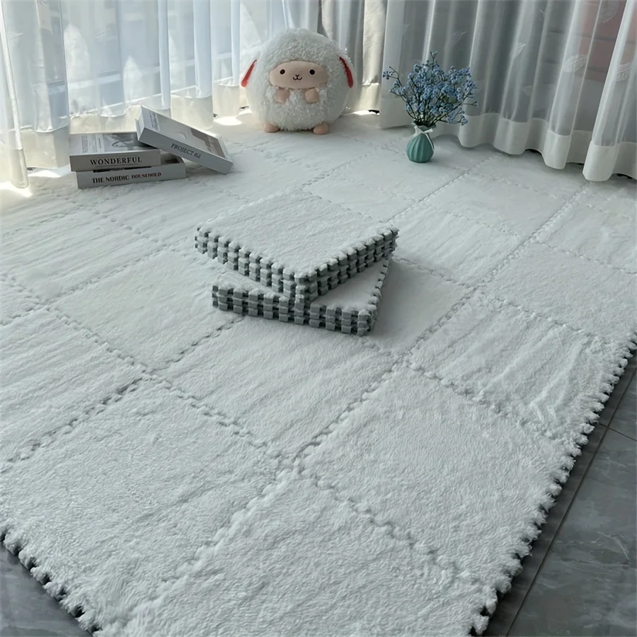 16 Pcs Baby Playmat Thickened Full Length Interlocking Rug Warm Bedside Mat Washable Soft Foot Mat for Bedroom and Living Room