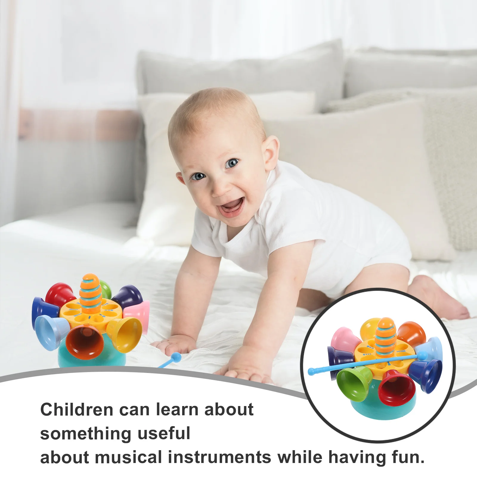 1세트 아기 타악기 음악 회전 벨 유아용 교육용 악기 창의력 발달 소리 감각