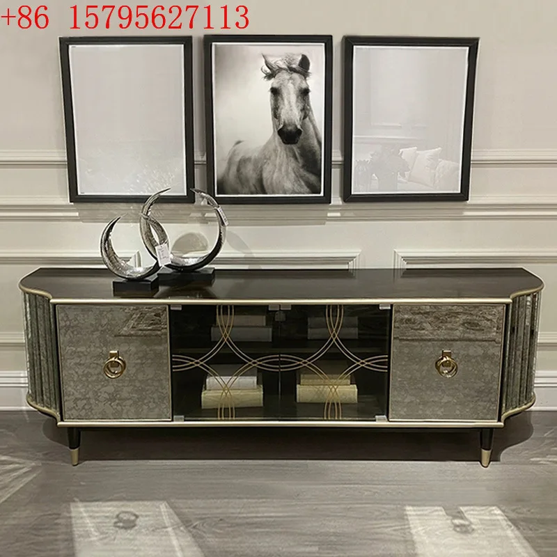 Solid wood TV cabinet coffee table combination modern simple small apartment audio-visual cabinet