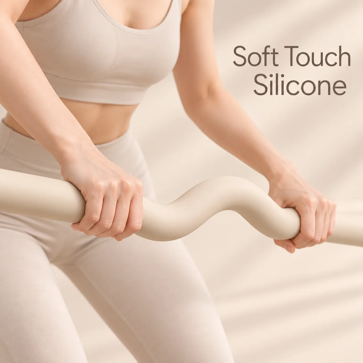 Soft Grip Silicone Pilates Weighted Bar with 15LB Cast Iron Core, Pilates Dumbbell for Yoga Studio Home Strength Training