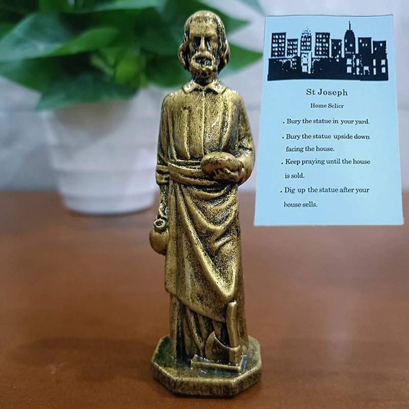 Statue de Saint Joseph de Westmon Works pour la vente de maisons, avec carte d'instructions, figurines en résine, artisanat, saint patron de l'immobilier
