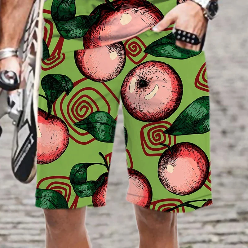 Harajuku New 3D Tropical Fruits Print Beach Shorts Tropical Floral Graphic Swimming Trunks Men Summer Hawaiian Board Shorts Pant