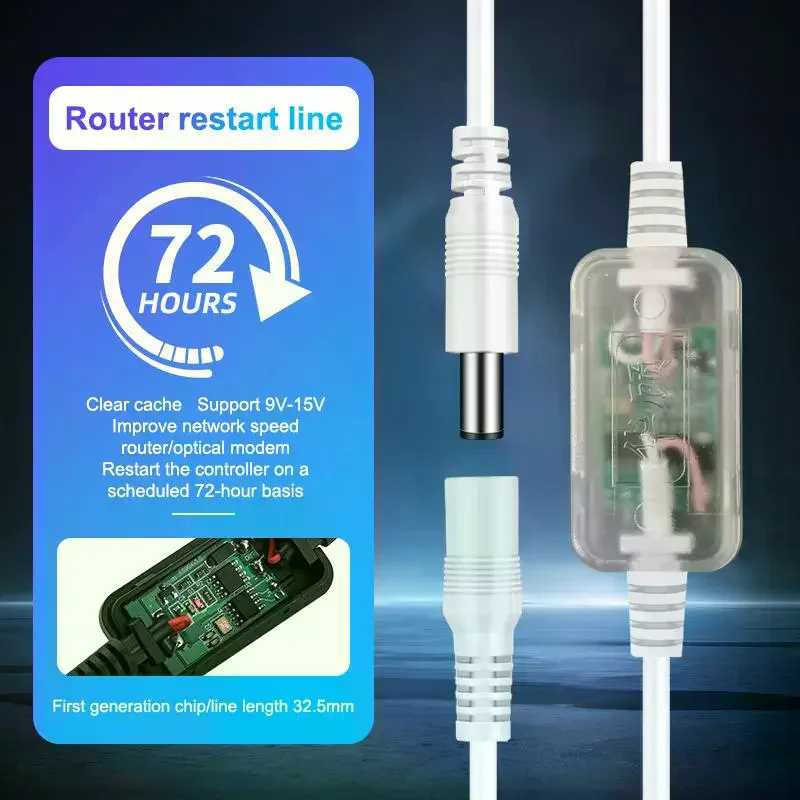 Automatic Router Modem Restart Power Cable 24 72 Hours Auto Cycle Fast Reboot For Home Office Stable Network Operation