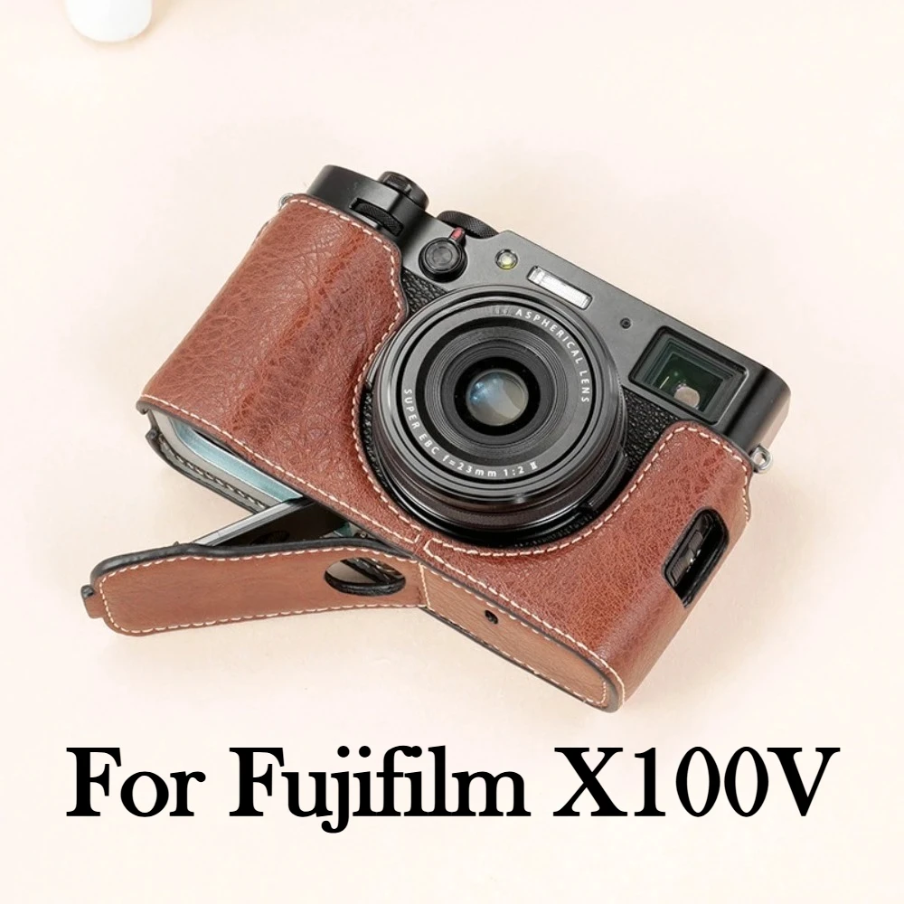 Protection Case Micro-single Portable half set,Shoulder camera bag For Fujifilm X100V Camera Case Base PU Leather Case X100V