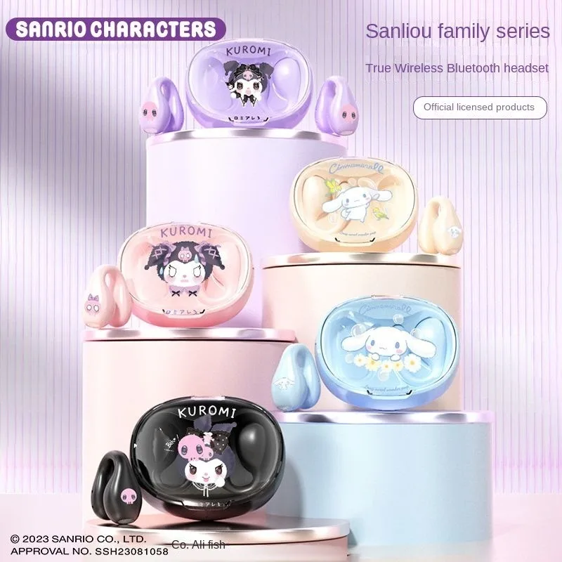 Miniso Sanrio My Melody Cinnamoroll Kuromi Wireless Bluetooth Earphones Cartoon Portable Noise Cancelling Bluetooth Earphones