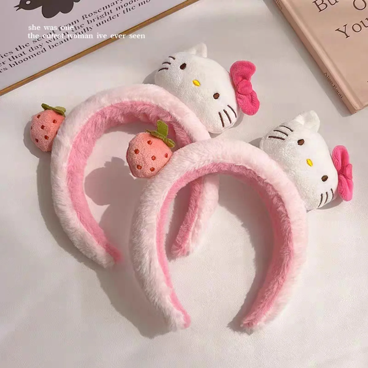 MINISO Cartoon Anime Sanrio Hello Kitty Plüsch Stirnband Gesicht waschen Haarbänder Schleife Plüsch Haare Zubehör Mädchen Geschenke