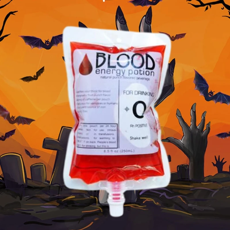 10Pack Halloween Blood Bag for Drinks Reusable Container Juice Prop for Vampire Corpses Theme Party Decoration