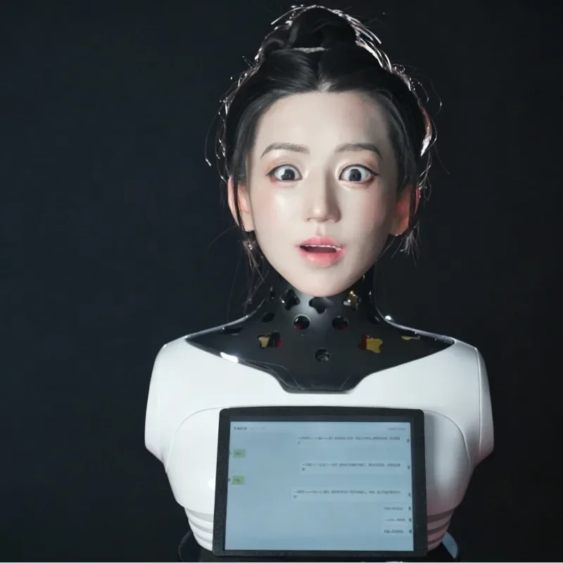 Humanoid robot half-body intelligent machine welcome explanation front desk company